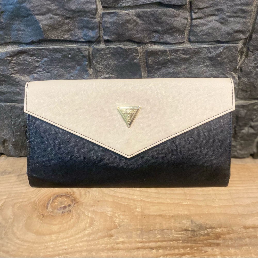 Guess Black and Cream Women's Clutch